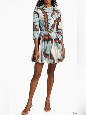 OSCAR DE LA RENTA
Abstract Butterfly Cotton Poplin Mini Dress In Blue